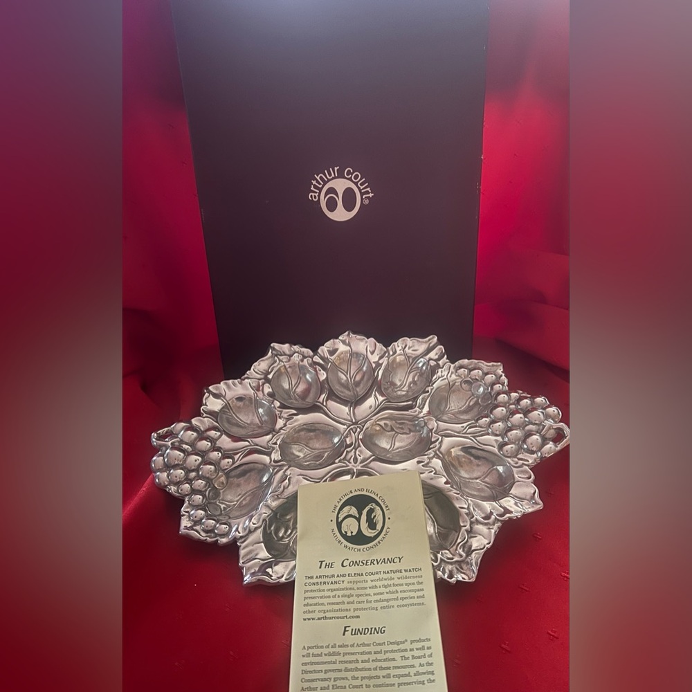 Arthur Court Silver Floral Grape Platter